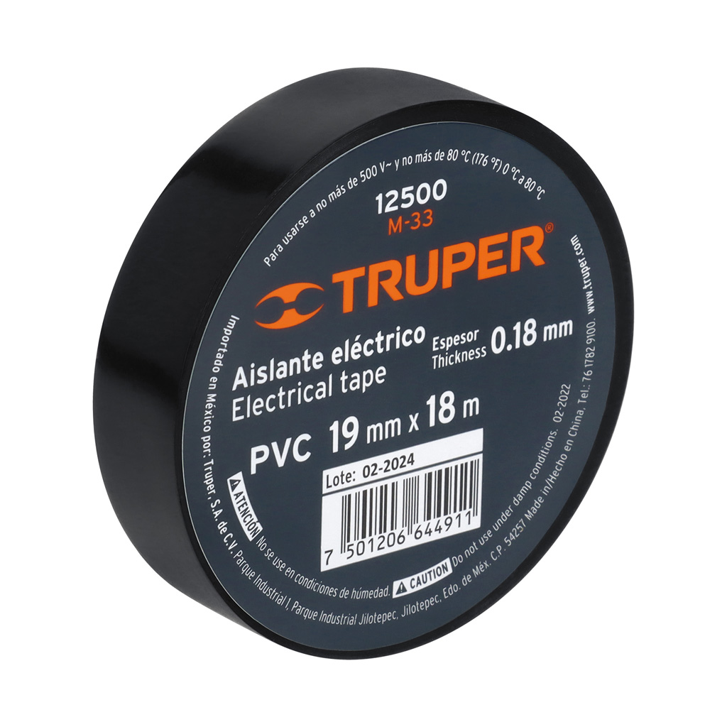 Cinta de aislar de 18 m x 19 mm, negro (Truper)