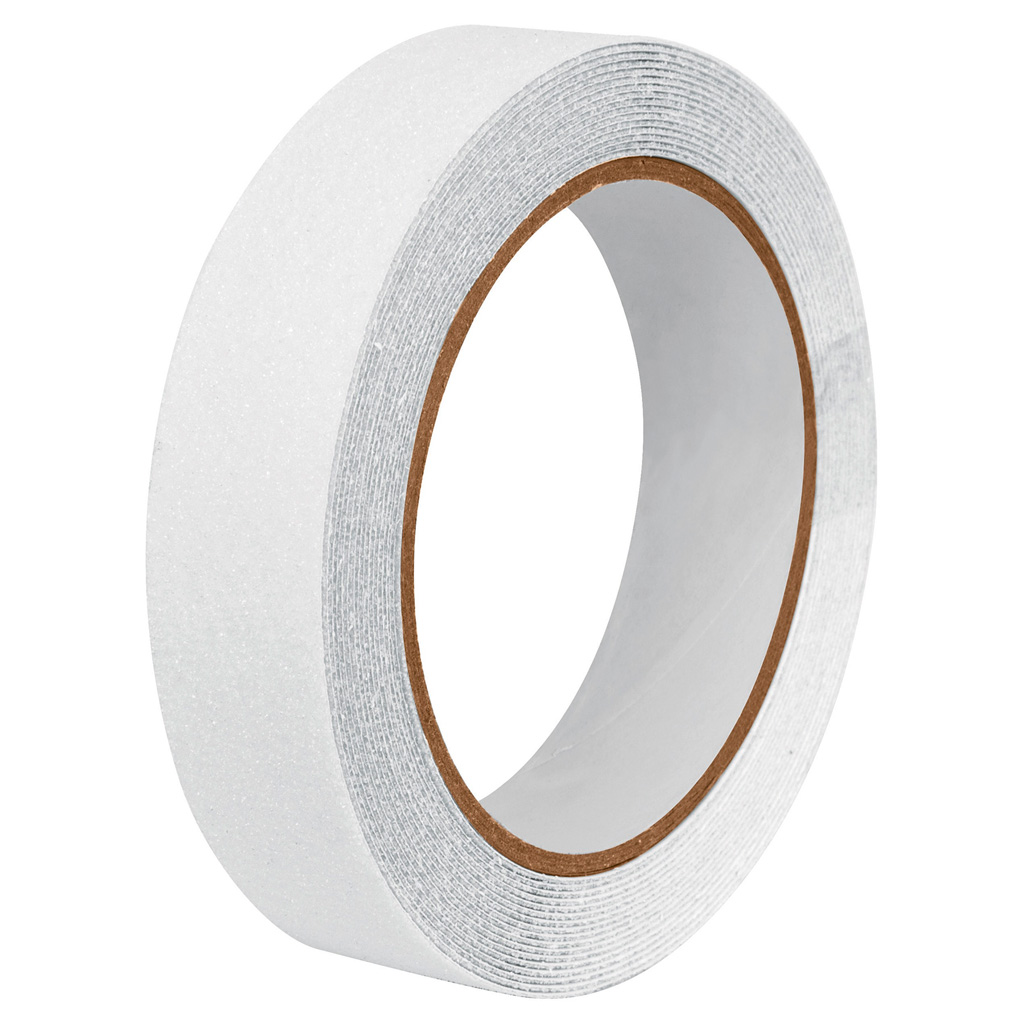Cinta antiderrapante con abrasivo 25 mm blanca