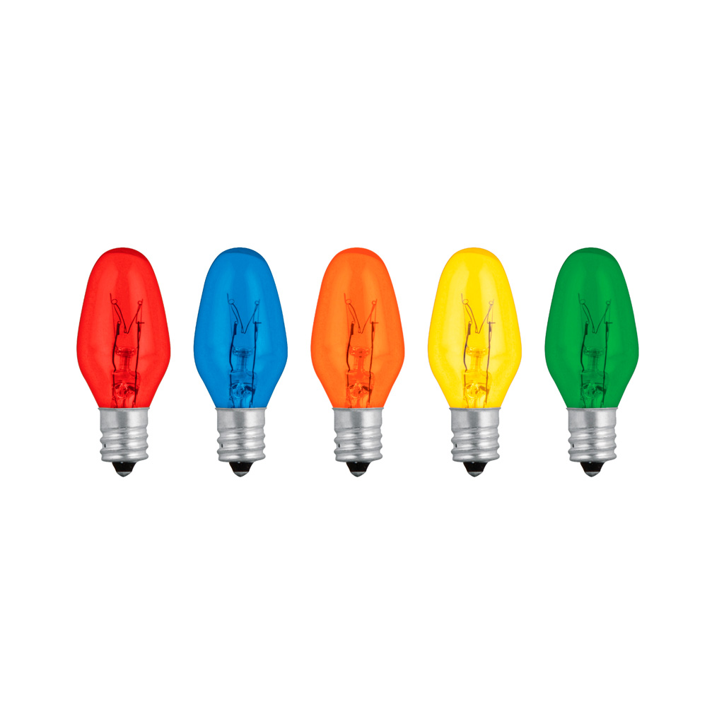 Focos incandescentes de colores, base E12, 7.5 watts