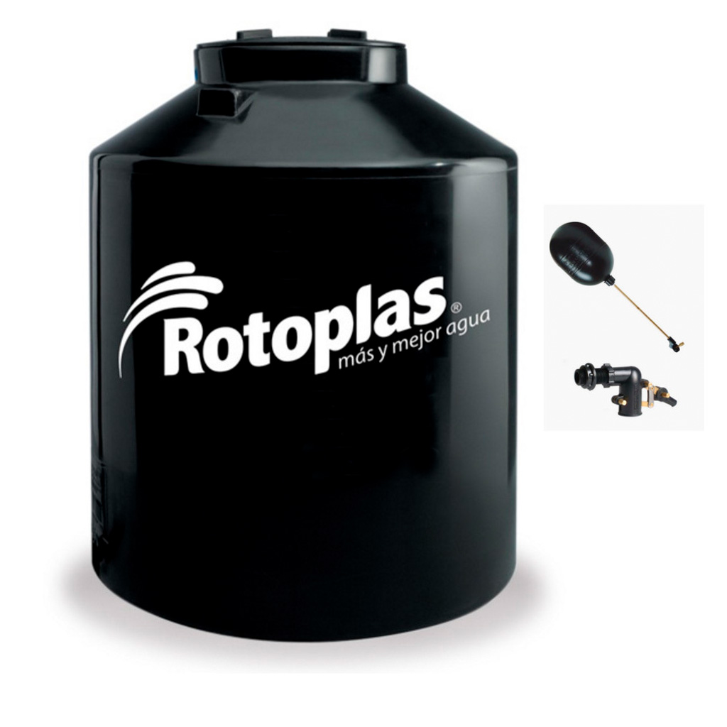 Tinaco Rotoplas Básico Negro - 450 lt c/valvula y flotador