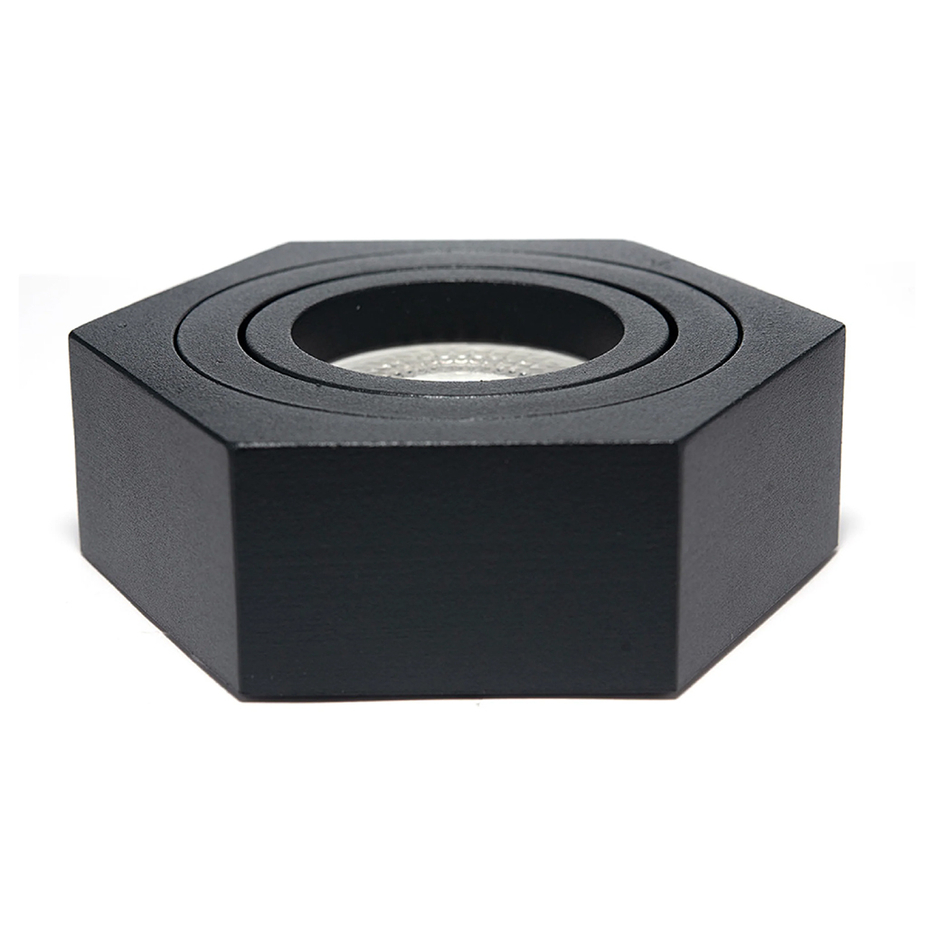 Luminario LED Marco Sobreponer Small Black HEXA Dicroico 6.5 W