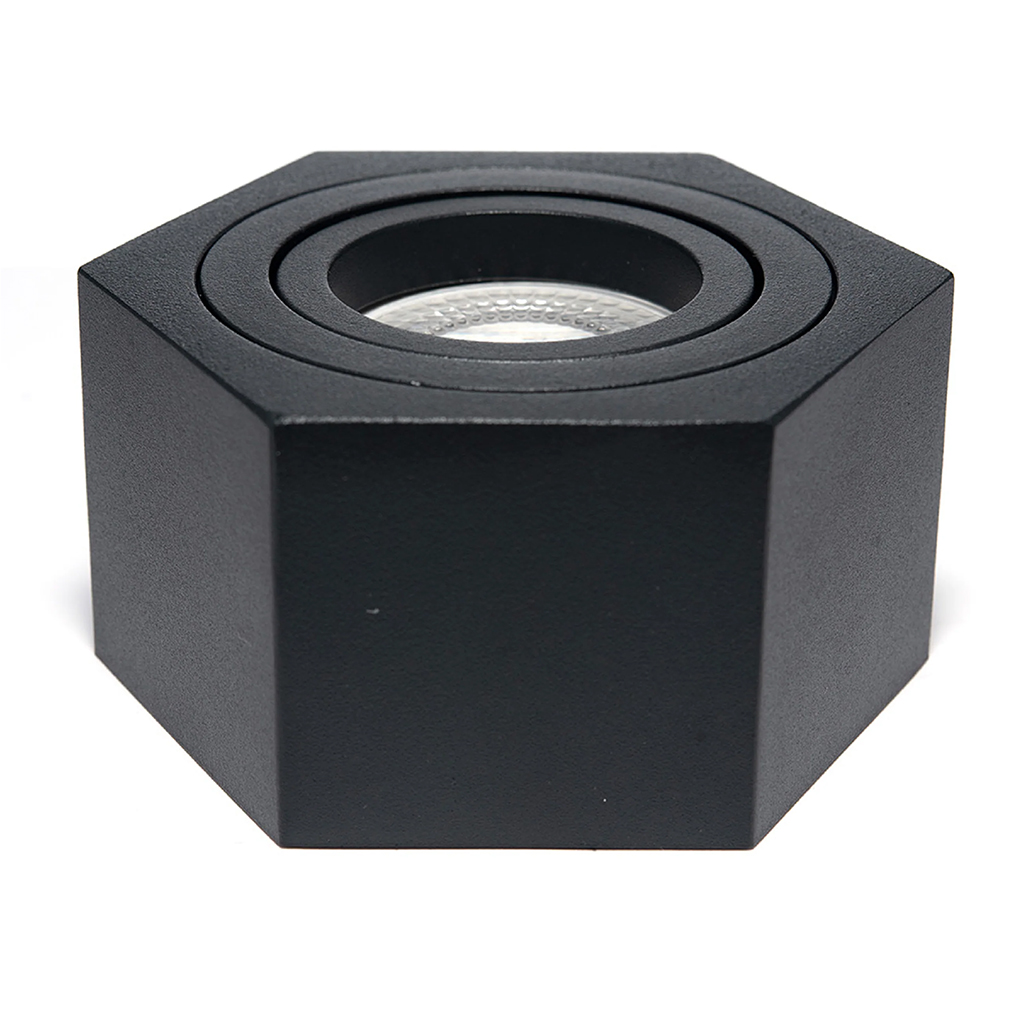 Luminario LED Marco Sobreponer Medium Black HEXA Dicroico 6.5 W