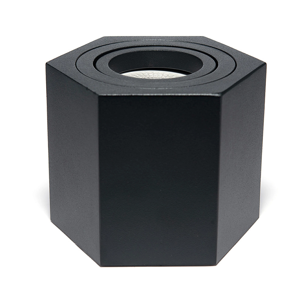 Luminario LED Marco Sobreponer Large Black HEXA Dicroico 6.5 W