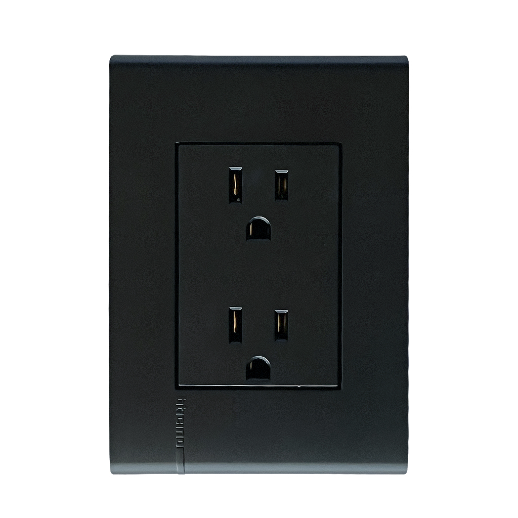 Contacto dúplex 2P+T 15 A con placa negro mate Modus Pro