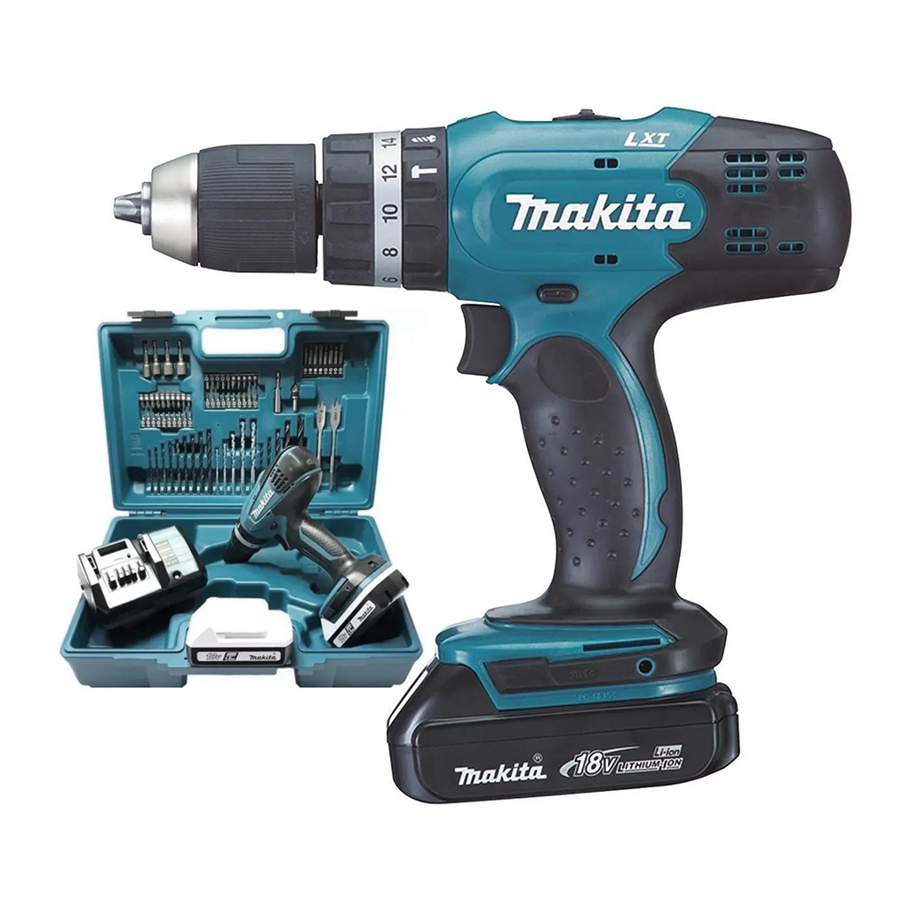 Rotomartillo inalámbrico 18 V, maletín con 100 accesorios - Makita