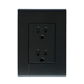 Contacto dúplex 2P+T 15 A con placa negro mate Modus Pro